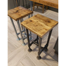 Load image into Gallery viewer, Reclaimed Rustic Scaffold Board &amp; Tube Industrial Look Stool \ Bar Stool
