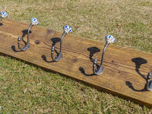 Load image into Gallery viewer, Industrial Style Reclaimed Scaffold Board Coat Hook / Rack with Ceramic Pumpkin Hooks

