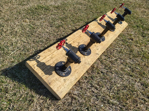 Industrial Style Reclaimed Scaffold Board Coat Hook / Rack with Steampunk Iron Pipe Tap Hooks