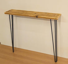 Load image into Gallery viewer, Reclaimed Scaffold Board Console / Hallway Table with Hairpin Legs

