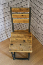Load image into Gallery viewer, Reclaimed Rustic Scaffold Board &amp; Steel Industrial Look Dining Chair / Bar Stool
