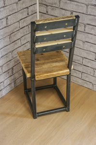 Reclaimed Rustic Scaffold Board & Steel Industrial Look Dining Chair / Bar Stool