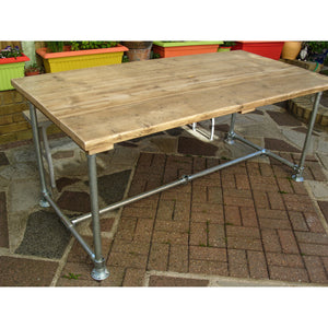 Scaffold Tube Rustic Table made from Reclaimed Scaffold Boards & Steel Tube