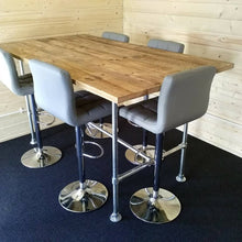 Load image into Gallery viewer, Scaffold Tube Rustic Counter / Bar Height Table made from Reclaimed Scaffold Boards & Steel Tube