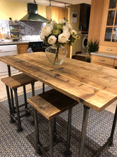 Load image into Gallery viewer, Scaffold Tube Rustic Counter / Bar Height Table made from Reclaimed Scaffold Boards &amp; Steel Tube
