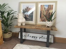 Load image into Gallery viewer, Reclaimed Scaffold Board Rustic Simple Wood Bench with Steel Box Section Legs
