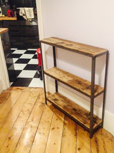 Load image into Gallery viewer, Industrial Style Steel &amp; Reclaimed Scaffold Board Rustic Shelving Unit
