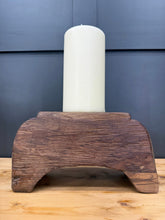 Load image into Gallery viewer, Rustic Wooden Candle Holder / Church Candle Stand / Reclaimed Farmhouse Decor A
