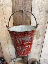 Load image into Gallery viewer, Vintage Galvanised Hanging Fire Bucket Hanging Basket / Plant Pot Planter Pail
