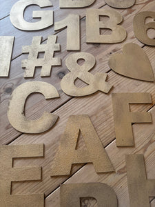 12" and 5" Gold Fat Font Metal Letters.