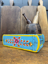 Load image into Gallery viewer, Blue Wooden Painted Brick Mould / Decorative Herb Planter / Storage Box Tray A
