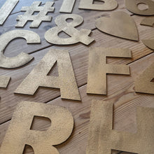 Load image into Gallery viewer, 12&quot; and 5&quot; Gold Fat Font Metal Letters.
