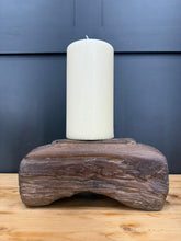 Load image into Gallery viewer, Rustic Wooden Candle Holder / Church Candle Stand / Reclaimed Farmhouse Decor B
