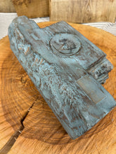 Load image into Gallery viewer, Rustic Church Candle Holder / Indian Pillar Base / Farmhouse Decor Dark Blue
