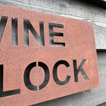 Load image into Gallery viewer, Rustic Metal WINE O’CLOCK Sign
