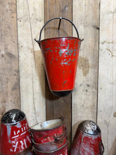 Load image into Gallery viewer, Vintage Galvanised Hanging Fire Bucket Hanging Basket / Plant Pot Planter Pail C
