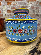 Load image into Gallery viewer, Vintage Painted Water Pot / Metal Pot / Vase / Planter / Narrow Boat Ware Gypsy
