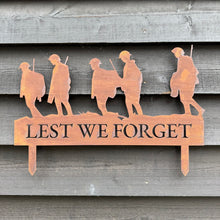 Load image into Gallery viewer, A Rusty Metal Lest We Forget Soldier Scene Garden Decoration
