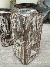Load image into Gallery viewer, Pair Of Rustic Wooden Candle Holders / Large Church Candle Candlesticks /C
