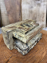 Load image into Gallery viewer, Rustic Church Candle Holder / Indian Pillar Base / Farmhouse Decor Cream
