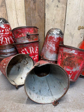 Load image into Gallery viewer, Vintage Galvanised Hanging Fire Bucket Hanging Basket / Plant Pot Planter Pail
