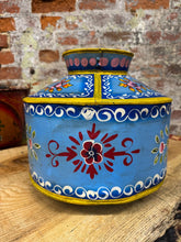 Load image into Gallery viewer, Vintage Painted Water Pot / Metal Pot / Vase / Planter / Narrow Boat Ware Gypsy
