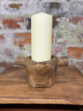 Load image into Gallery viewer, Rustic Wooden Candle Holder / Church Candle Stand / Reclaimed Farmhouse Decor DD
