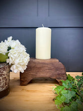 Load image into Gallery viewer, Rustic Wooden Candle Holder / Church Candle Stand / Reclaimed Farmhouse Decor A
