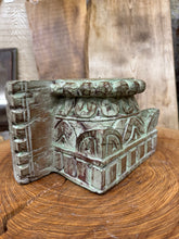 Load image into Gallery viewer, Rustic Church Candle Holder / Indian Pillar Base Holder / Farmhouse Decor Green
