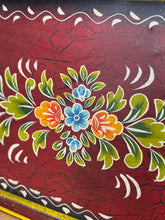Load image into Gallery viewer, Red Metal Serving Tray / Painted Indian Charcuterie Cheese Antipasto Platter
