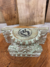 Load image into Gallery viewer, Rustic Church Candle Holder / Indian Pillar Base Holder / Farmhouse Decor Green
