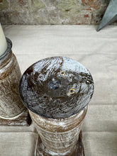 Load image into Gallery viewer, Pair Of Rustic Wooden Candle Holders / Large Church Candle Candlesticks /E
