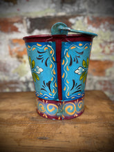 Load image into Gallery viewer, Vintage Small Hand Painted Bucket / Plant Pot / Herb Planter / Blue / Pail
