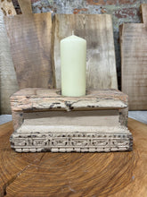 Load image into Gallery viewer, Rustic Church Candle Holder / Indian Pillar Base Holder / Farmhouse Decor Pink
