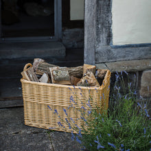 Load image into Gallery viewer, Natural Wicker Rectangular Log Basket with Lining

