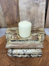 Load image into Gallery viewer, Rustic Church Candle Holder / Indian Pillar Base / Farmhouse Decor Cream
