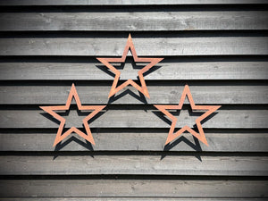 Set of 3 Rusty Metal Stars, Decorations For The Home And Garden.