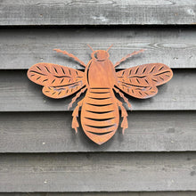 Load image into Gallery viewer, Large Rusty Metal Bee Plaque Wall Art
