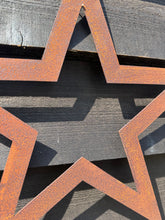 Load image into Gallery viewer, Set of 3 Rusty Metal Stars, Decorations For The Home And Garden.
