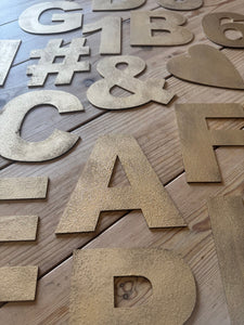 12" and 5" Gold Fat Font Metal Letters.