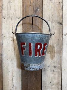 Vintage Galvanised Fire Bucket Log Basket / Plant Pot / Planter Pail Kindling EF