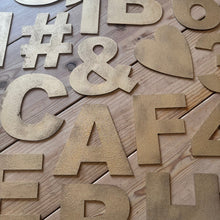 Load image into Gallery viewer, 12&quot; and 5&quot; Gold Fat Font Metal Letters.
