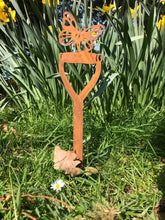 Load image into Gallery viewer, Rusty Metal Butterfly On A Spade Garden Decoration
