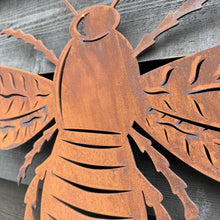Load image into Gallery viewer, Large Rusty Metal Bee Plaque Wall Art
