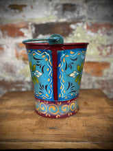Load image into Gallery viewer, Vintage Small Hand Painted Bucket / Plant Pot / Herb Planter / Blue / Pail
