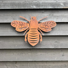 Load image into Gallery viewer, Large Rusty Metal Bee Plaque Wall Art
