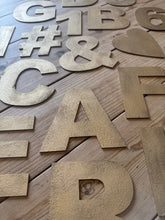 Load image into Gallery viewer, 12&quot; and 5&quot; Gold Fat Font Metal Letters.
