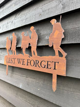 Load image into Gallery viewer, A Rusty Metal Lest We Forget Soldier Scene Garden Decoration
