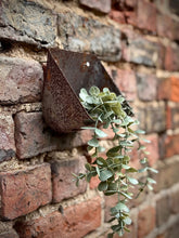 Load image into Gallery viewer, Vintage Rusty Metal Wall Mounted Planter / Herb Planter / Plant Pot / Key Holder
