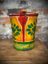 Load image into Gallery viewer, Vintage Small Hand Painted Bucket / Plant Pot / Herb Planter / yellow / Pail
